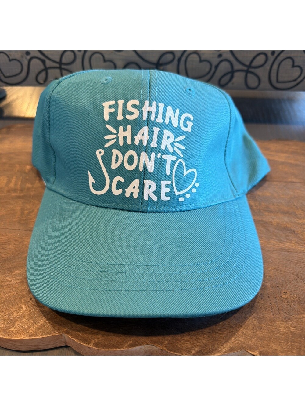 Fishing Hair Don’t Care Hat New.  Teal.